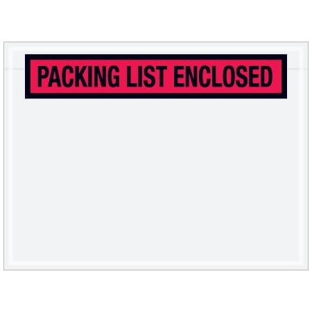 Bsc Preferred 4-1/2 x 6'' Red Panel-Face ''Packing List Enclosed'' Envelopes, 1000PK BUY00024592